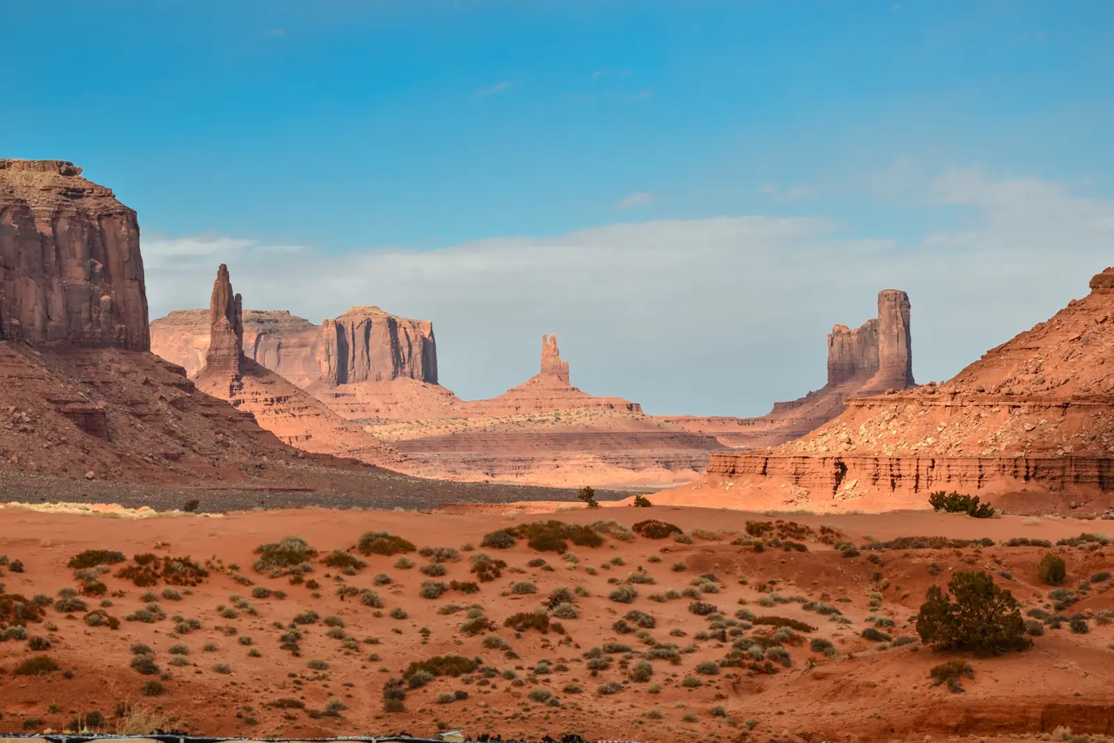 Sandstone buttes in a vast desert landscape